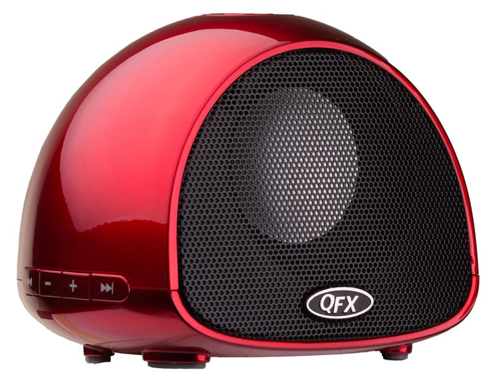 Qfx Bt-100rd Bluetooth Speaker With Microphone, Red