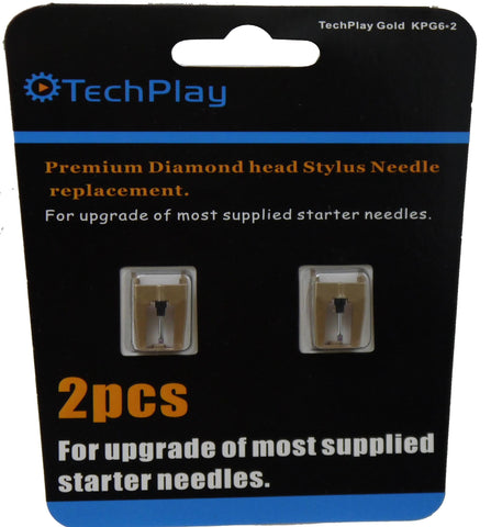 Techplay Gold, KPG6*2,pack Of 2, Dimond Tipped Needle For Turnta - NEW